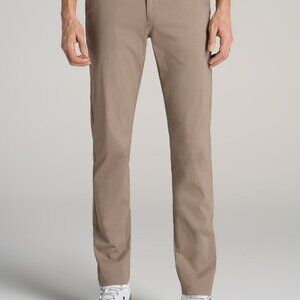 American Tall TAPERED FIT Traveler Chino Pants for Tall Men in Dark Sand Size 34